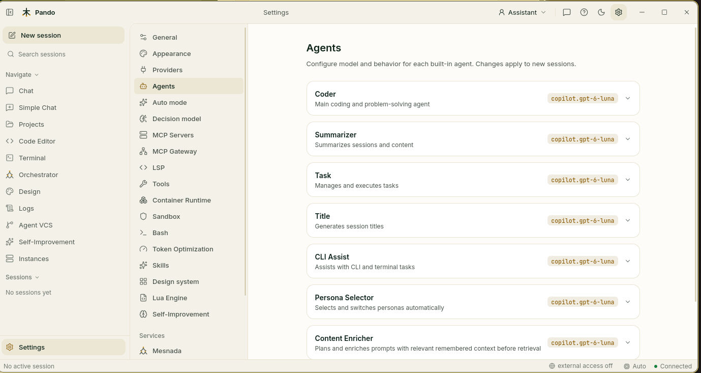 Model per built-in agent