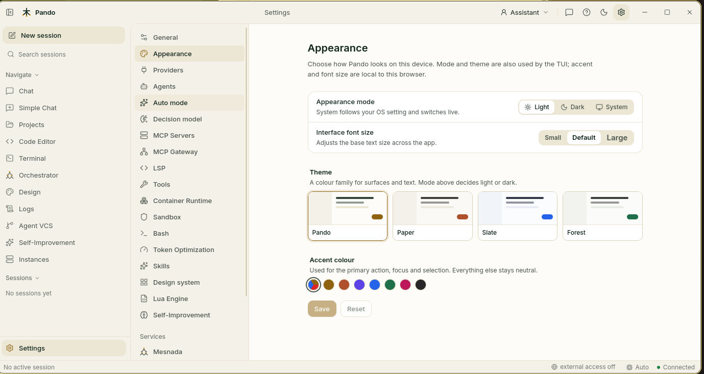Appearance settings